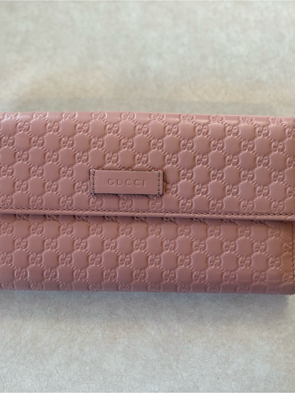 Gucci Blush Pink Embossed GG Leather Wallet